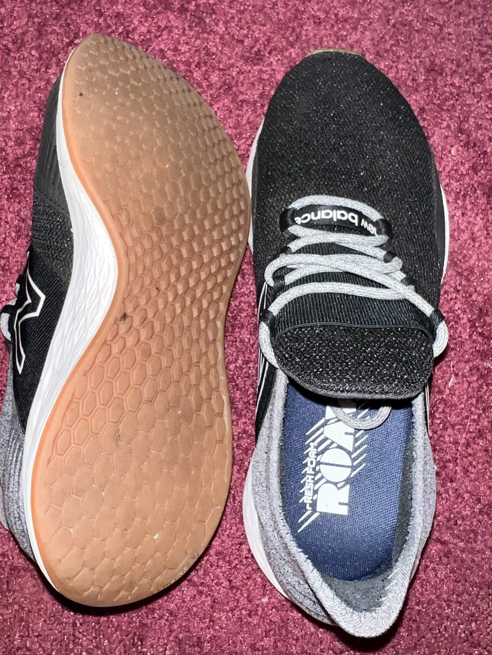 New Balance Black and Gray Knit Running Shoes - Picture 2 of 2